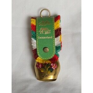 Vintage 4" Zermatt Switzerland Hand Painted Brass Souvenir Cow Bell Colorful